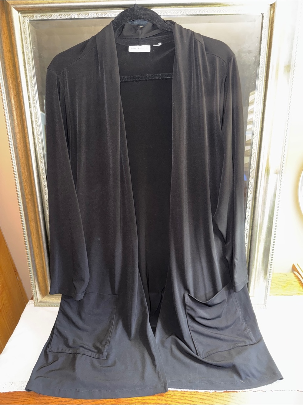 Susan Graver Black Open-front Cardigan size 3X